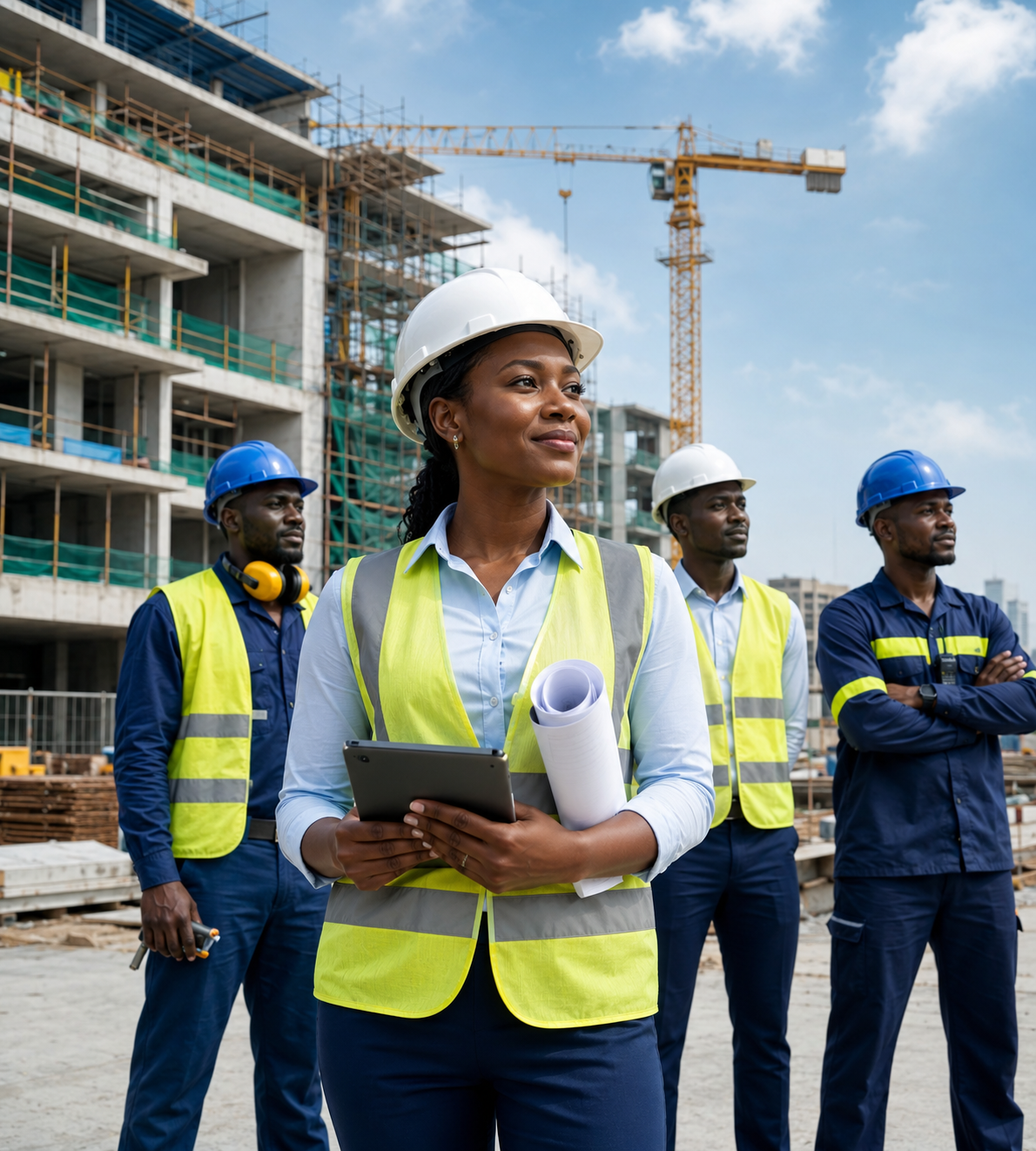 Équipe professionnelle intervenant sur un projet de construction