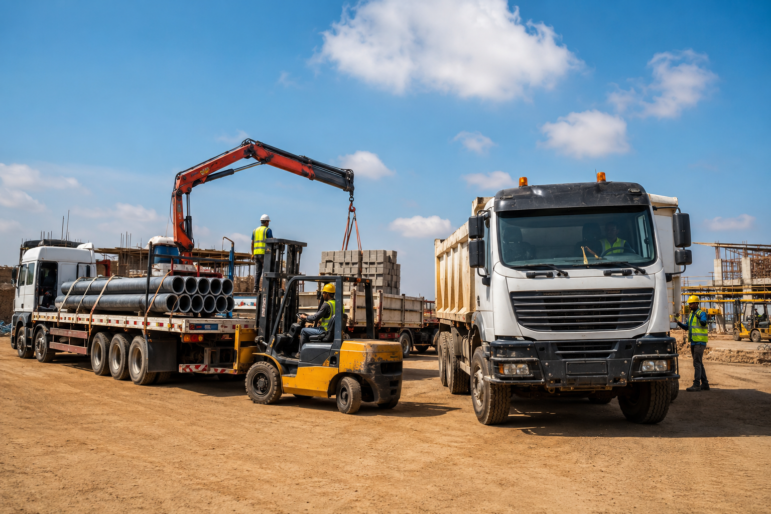 Camion de transport et logistique de chantier