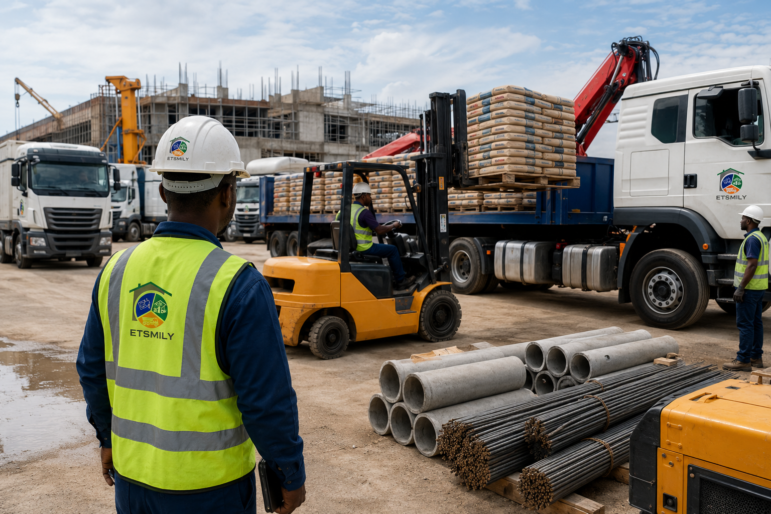 Transport et logistique de chantier réalisés par ETSMILY